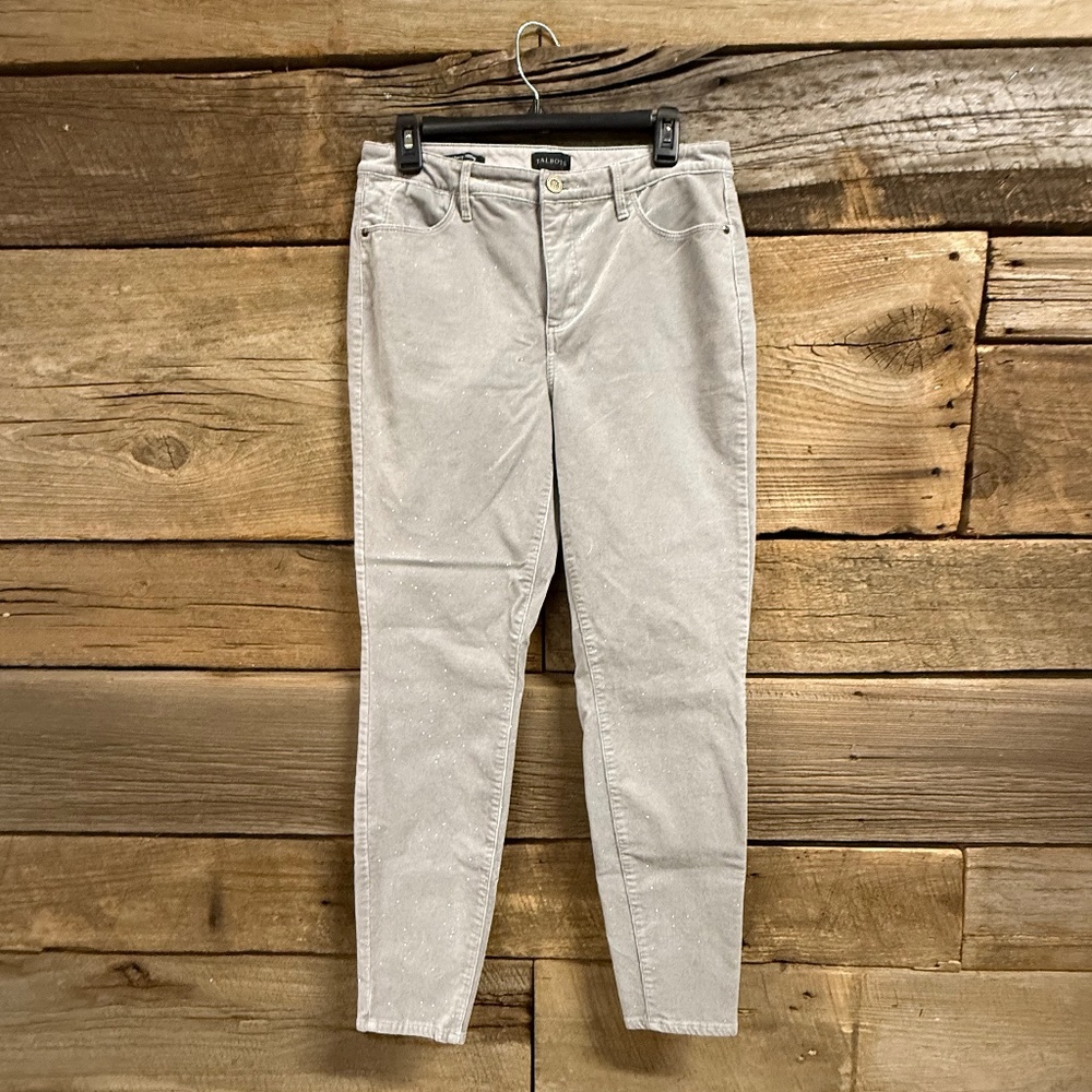 Talbots corduroy jeggings, gray with metallic threads, Size 8
